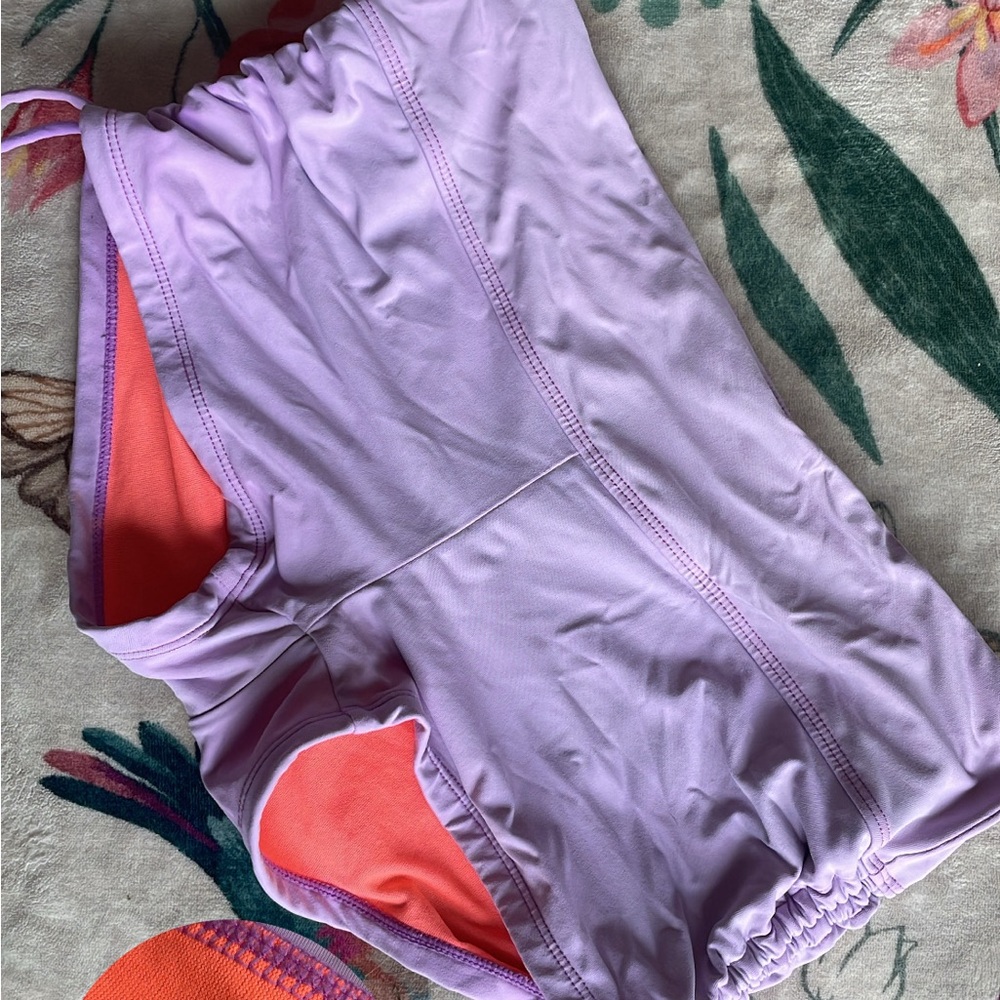 Athleta Orange and Purple yoga shorts